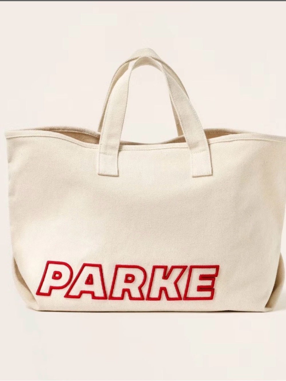 PARKER Canvas Tote Bag in Natural with Red Appliqué